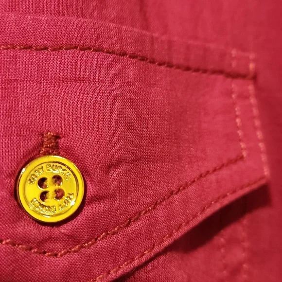❤️ TORY BURCH BRIGETTE FITTED BUTTON DOWN COTTON SHIRT / TOP IN MAGENTA, 6 - Picture 7 of 13